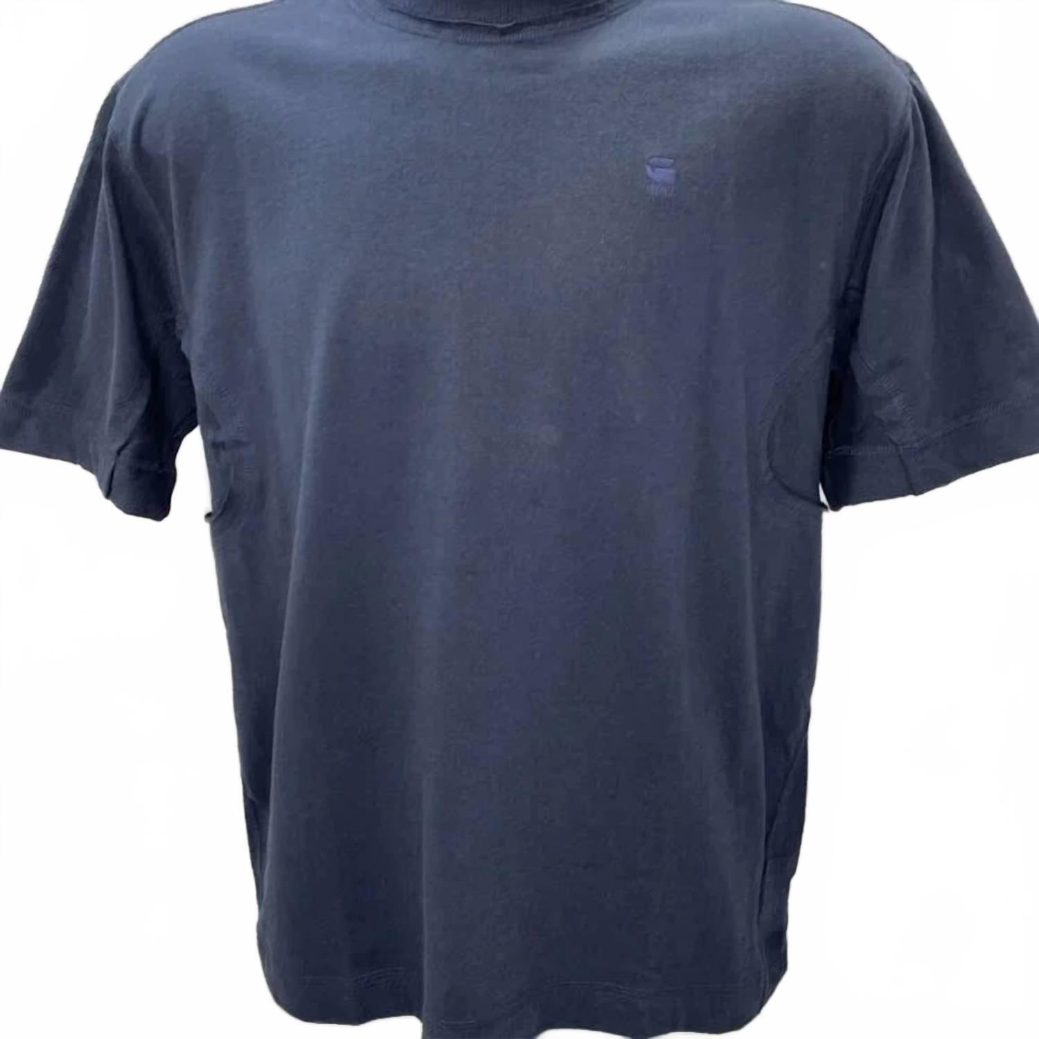 New G-Star Men’s Raw Rib Insert Loose Fit T-Shirt In Blue